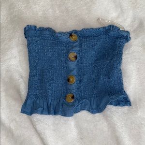 LA heart button front tube top